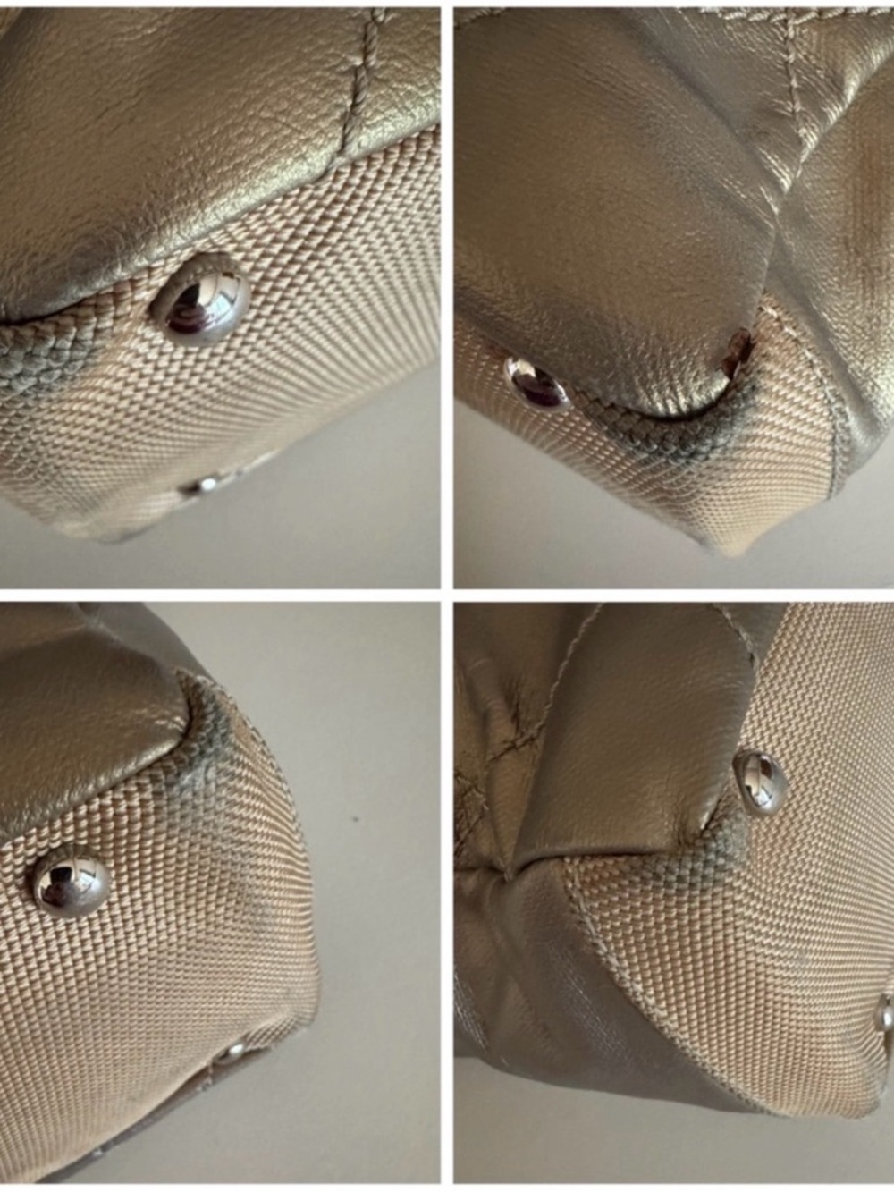 Chanel Paris-Biarritz Tote | Gold Nylon Canvas | CC Charm | Quilted - Picture 8 of 9